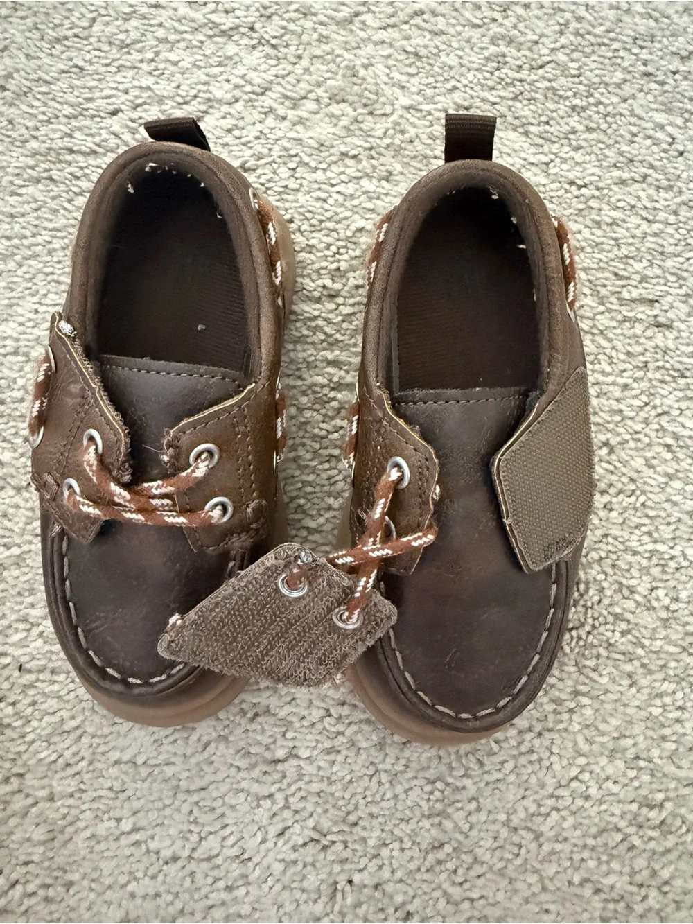 GAP Brown Boys' Leather Boat Shoes with Contrast Laces